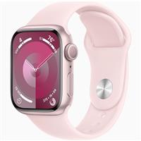 Apple Watch Series 9 Pink Aluminum Case with Light Pink Sport Band 45mm، ساعت اپل سری 9 بدنه آلومینیومی صورتی و بند اسپرت صورتی 45 میلیمتر