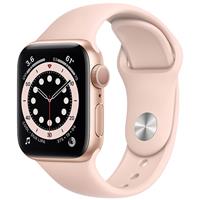 Apple Watch Series 6 GPS Gold Aluminum Case with Pink Sand Sport Band 40mm، ساعت اپل سری 6 جی پی اس بدنه آلومینیم طلایی و بند اسپرت صورتی 40 میلیمتر