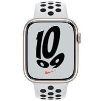 ساعت اپل سری 7 نایکی Apple Watch Series 7 Nike Starlight Aluminum Case with Pure Platinum/Black Nike Sport Band 45mm ﴿ ساعت اپل سری 7 نایکی بدنه آلومینیومی استارلایت بند نایکی استارلایت 45 میلیمتر ﴾