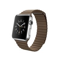 Apple Watch Watch Stainless Steel Case Light Brown Leather loop 42mm، ساعت اپل بدنه استیل بند قهوه ای چرم لوپ 42 میلیمتر