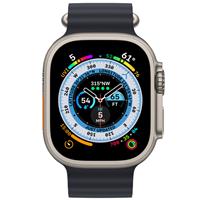 ساعت اپل اولترا Apple Watch Ultra Titanium Case with Midnight Ocean Band ﴿ ساعت اپل اولترا بدنه تیتانیوم و بند اوشن مشکی ﴾
