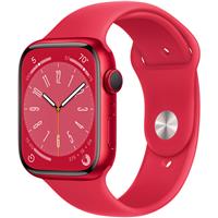 Apple Watch Series 8 Red Aluminum Case with Red Sport Band 45mm، ساعت اپل سری 8 بدنه آلومینیومی قرمز و بند اسپرت قرمز 45 میلیمتر