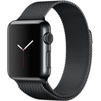 Apple Watch Watch Space Black Stainless Steel Case Black Milanese Loop 38m، ساعت اپل بدنه استیل مشکی بند میلان فلزی مشکی 38 میلیمتر