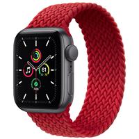 Apple Watch SE GPS Space Gray Aluminum Case with Red Braided Solo Loop، ساعت اپل اس ای جی پی اس بدنه آلومینیم خاکستری و بند سولو لوپ بافته شده قرمز