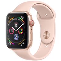 Apple Watch Series 4 Cellular Gold Aluminum Case with Pink Sand Sport Band 44mm، ساعت اپل سری 4 سلولار بدنه آلومینیوم طلایی و بند اسپرت صورتی 44 میلیمتر