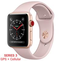 Apple Watch Series 3 Cellular Gold Aluminum Case with Pink Sand Sport Band 38mm، ساعت اپل سری 3 سلولار بدنه آلومینیومی طلایی با بند صورتی اسپرت 38 میلیمتر