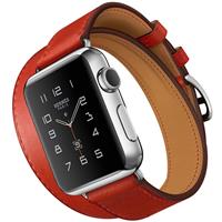 Apple Watch Hermes Double Tour 38 mm Red Capucine Leather Band، ساعت اپل هرمس دو دور 38 میلیمتر بدنه استیل و بند چرمی قرمز