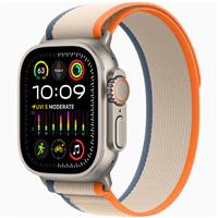 Apple Watch Ultra 2 Titanium Case with Orange/Beige Trail Loop، ساعت اپل اولترا 2 بدنه تیتانیوم و بند تریل نارنجی/بژ