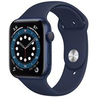 Apple Watch Series 6 GPS Blue Aluminum Case with Deep Navy Sport Band 44 mm، ساعت اپل سری 6 جی پی اس بدنه آلومینیم آبی و بند اسپرت آبی 44 میلیمتر