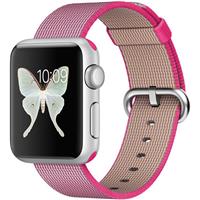 Apple Watch Watch Silver Aluminum Case with Pink Woven Nylon 38mm، ساعت اپل بدنه آلومینیوم نقره ای بند نایلونی صورتی 38 میلیمتر