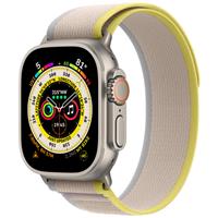 Apple Watch Ultra Titanium Case with Yellow/Beige Trail Loop، ساعت اپل اولترا بدنه تیتانیوم و بند تریل زرد و بژ