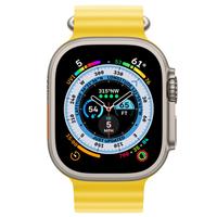 ساعت اپل اولترا Apple Watch Ultra Titanium Case with Yellow Ocean Band ﴿ ساعت اپل اولترا بدنه تیتانیوم و بند اوشن زرد ﴾