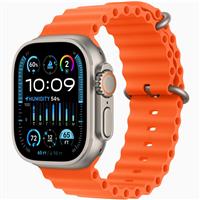 Apple Watch Ultra 2 Titanium Case with Orange Ocean Band، ساعت اپل اولترا 2 بدنه تیتانیوم و بند اوشن نارنجی