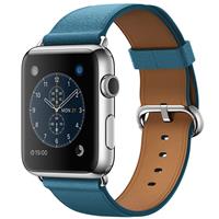 Apple Watch Watch Stainless Steel Case With Marine Blue Classic Buckle 42mm، ساعت اپل بدنه استیل بند چرمی آبی با سگک کلاسیک 42 میلیمتر
