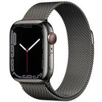 Apple Watch Series 7 Cellular Graphite Stainless Steel Case with Graphite Milanese Loop 41mm، ساعت اپل سری 7 سلولار بدنه استیل خاکستری با بند استیل میلان خاکستری 41 میلیمتر