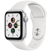 Apple Watch SE GPS Silver Aluminum Case with White Sport Band 40mm، ساعت اپل اس ای جی پی اس بدنه آلومینیم نقره ای و بند اسپرت سفید 40 میلیمتر