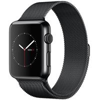 Apple Watch Watch Space Black Stainless Steel Case Black Milanese Loop 42m، ساعت اپل بدنه استیل مشکی بند میلان فلزی مشکی 42 میلیمتر