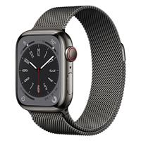 Apple Watch Series 8 Cellular Graphite Stainless Steel Case with Graphite Milanese Loop 41mm، ساعت اپل سری 8 سلولار بدنه استیل خاکستری و بند استیل میلان خاکستری 41 میلیمتر