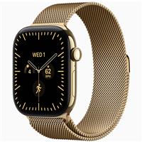 Apple Watch Series 12 Radiant Gold Titanium Case with Radiant Gold Milanese Loop 46mm، ساعت اپل سری 12 بدنه تیتانیوم طلایی و بند میلان طلایی 46 میلیمتر