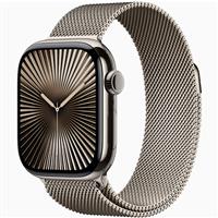 Apple Watch Series 10 Cellular Natural Titanium Case with Natural Milanese Loop 42mm، ساعت اپل سری 10 سلولار بدنه تیتانیوم نچرال و بند میلان نچرال 42 میلیمتر