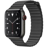 Apple Watch Series 5 Edition Space Black Titanium Case with Black Leather Loop 44mm، ساعت اپل سری 5 ادیشن بدنه تیتانیوم مشکی و بند چرمی لوپ مشکی 40 میلیمتر