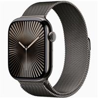 Apple Watch Series 10 Cellular Slate Titanium Case with Slate Milanese Loop 46mm، ساعت اپل سری 10 سلولار بدنه تیتانیوم سنگی و بند میلان سنگی 46 میلیمتر