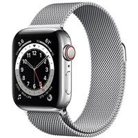 Apple Watch Series 6 Cellular Silver Stainless Steel Case with Silver Milanese Loop Band 40mm، ساعت اپل سری 6 سلولار بدنه استیل نقره ای و بند استیل میلان نقره ای 40 میلیمتر