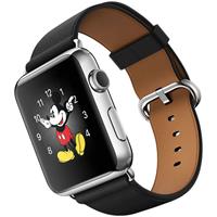 Apple Watch Watch Stainless Steel Case With Black Classic Buckle 42mm، ساعت اپل بدنه استیل بند چرمی مشکی با سگک کلاسیک 42 میلیمتر