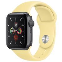 Apple Watch Series 5 GPS Space Gray Aluminum Case with Yellow Sport Band 44 mm، ساعت اپل سری 5 جی پی اس بدنه آلومینیوم خاکستری و بند اسپرت زرد 44 میلیمتر